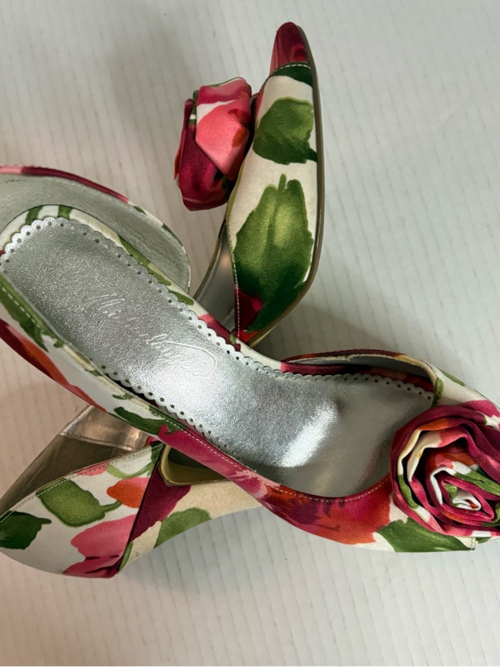 Women's Floral Bloom Satin Heel Sexy Cottage Core Size 7.5 - Picture 7 of 7